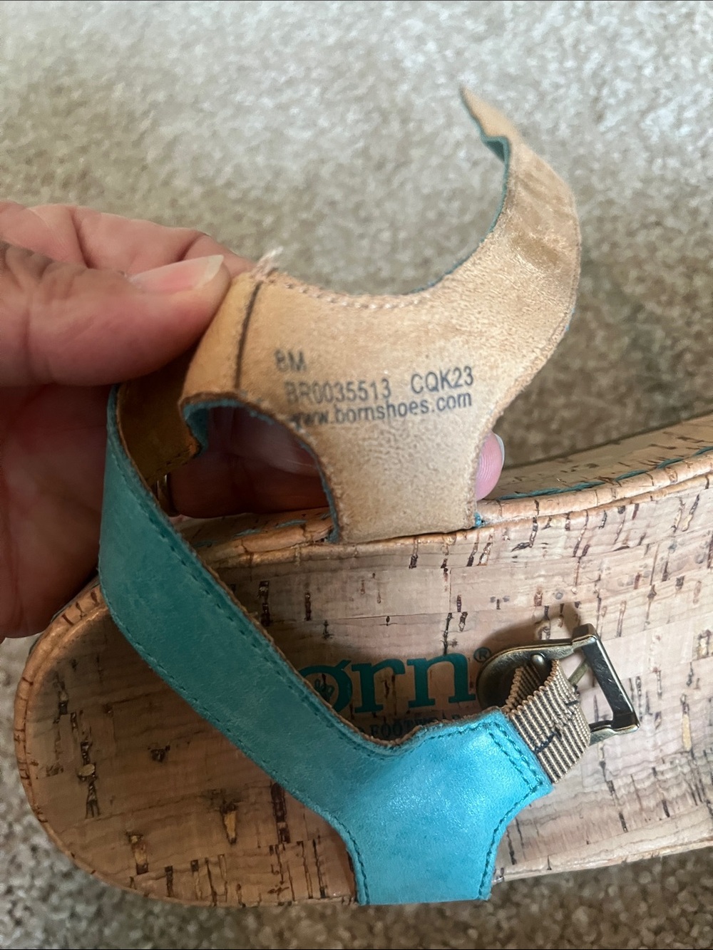 Born Turquoise Cork Footbed Sandals with Buckle - Picture 3 of 6